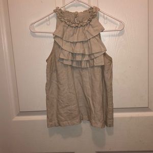 beige ruffle top